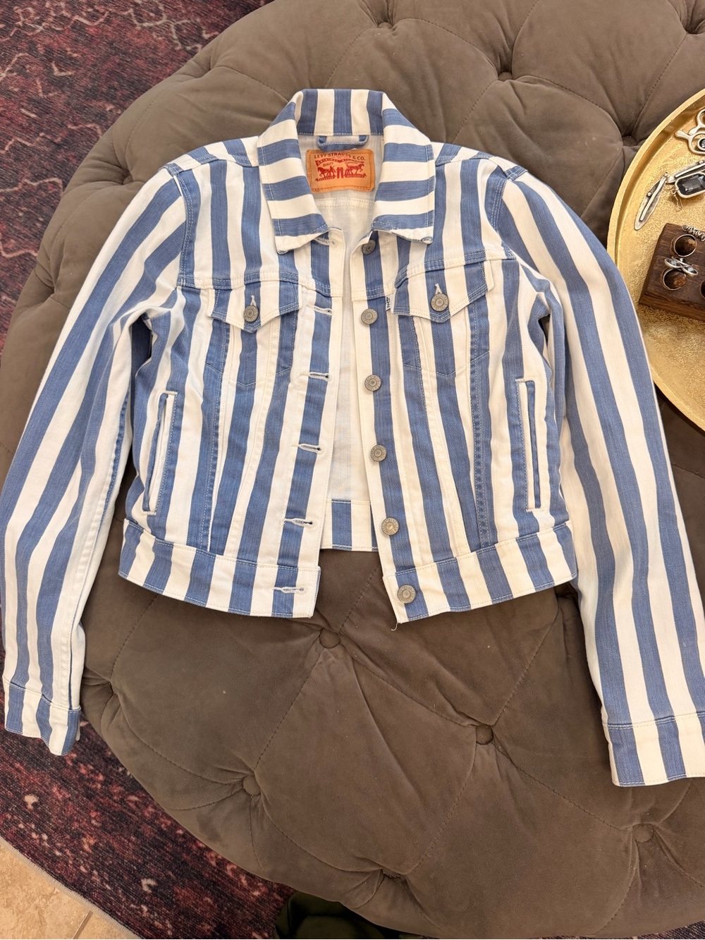 Levi’s Striped Blue and White Denim Jacket